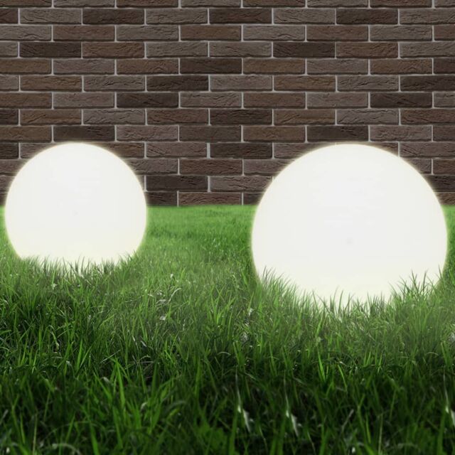 Berkfield Home LED Bowl Lamps 2 pcs Spherical 40 cm PMMA in White - image 1