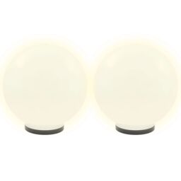 Berkfield Home LED Bowl Lamps 2 pcs Spherical 40 cm PMMA in White - thumbnail 3