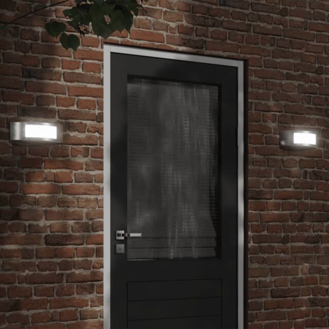 Berkfield Home Outdoor Wall Lights 2pcs Silver Stainless Steel - image 1