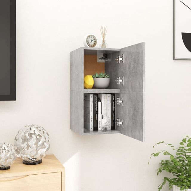 Berkfield Home Wall Mounted TV Cabinets 2 pcs Concrete Grey 30.5x30x30 cm - image 1