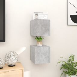 Berkfield Home Wall Mounted TV Cabinets 2 pcs Concrete Grey 30.5x30x30 cm - thumbnail 4