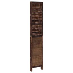 Berkfield Home Room Divider 4 Panels Dark Brown Solid Wood Paulownia - thumbnail 5
