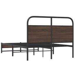 Berkfield Home Elegant Bed Frame without Mattress 135x190 cm Brown Oak Engineere - thumbnail 7