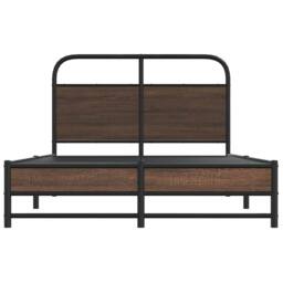 Berkfield Home Elegant Bed Frame without Mattress 135x190 cm Brown Oak Engineere - thumbnail 5