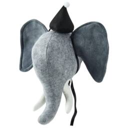 Wyld and Coco Plush Co Elephant Head Wall Decor Grey Cotton Plush Soft Ears and Hat - thumbnail 3