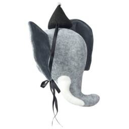Wyld and Coco Plush Co Elephant Head Wall Decor Grey Cotton Plush Soft Ears and Hat - thumbnail 5
