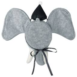 Wyld and Coco Plush Co Elephant Head Wall Decor Grey Cotton Plush Soft Ears and Hat - thumbnail 7
