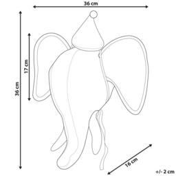 Wyld and Coco Plush Co Elephant Head Wall Decor Grey Cotton Plush Soft Ears and Hat - thumbnail 4
