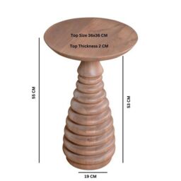 Indian Hub Valencia Side Table - Cane & Mango Wood - L35 x W35 x H55 cm in Brown - thumbnail 4