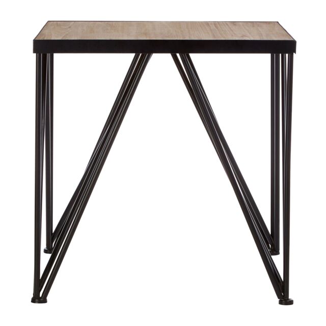 Orsina Square Side Table, Wood Metal Side Table, Industrial Side Table, Wood Top Side Table, Black Iron Side Table in Natural - image 1
