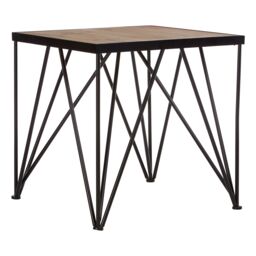 Orsina Square Side Table, Wood Metal Side Table, Industrial Side Table, Wood Top Side Table, Black Iron Side Table in Natural - thumbnail 2