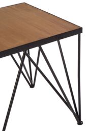 Orsina Square Side Table, Wood Metal Side Table, Industrial Side Table, Wood Top Side Table, Black Iron Side Table in Natural - thumbnail 3