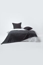 Homescapes Cotton Rajput Ribbed Throw in Black - Size: 150 cm x 200 cm - thumbnail 3