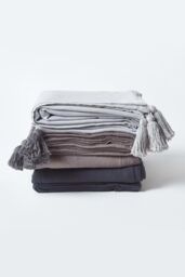 Homescapes Cotton Rajput Ribbed Throw in Black - Size: 150 cm x 200 cm - thumbnail 6