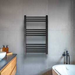 Balterley Straight Heated Towel Rail Radiator, 239W, 500 x 800mm, Anthracite in Grey - thumbnail 2