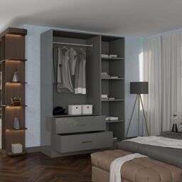 Sliding Wardrobes 4U Modern High Gloss 3 Door Hinged Wardrobe W116cm x H200cm in Grey - thumbnail 4