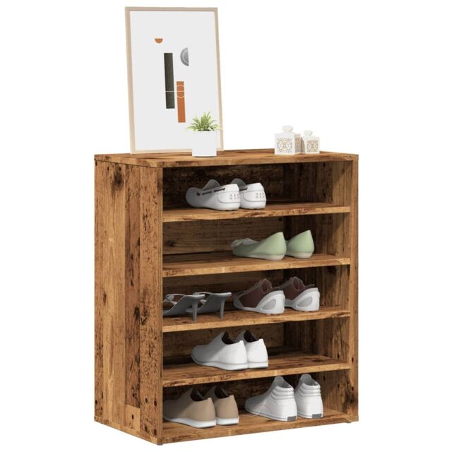 Berkfield Home Shoe Cabinet Old Wood 60x35x70 cm Engineered Wood in Brown - Size: 60 x 35 x 70 cm - image 1