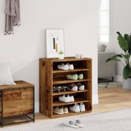 Berkfield Home Shoe Cabinet Old Wood 60x35x70 cm Engineered Wood in Brown - Size: 60 x 35 x 70 cm - thumbnail 3