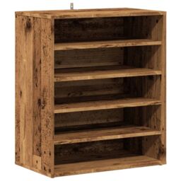 Berkfield Home Shoe Cabinet Old Wood 60x35x70 cm Engineered Wood in Brown - Size: 60 x 35 x 70 cm - thumbnail 2
