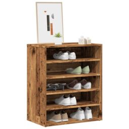 Berkfield Home Shoe Cabinet Old Wood 60x35x70 cm Engineered Wood in Brown - Size: 60 x 35 x 70 cm - thumbnail 1
