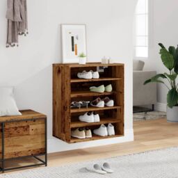 Berkfield Home Shoe Cabinet Old Wood 60x35x70 cm Engineered Wood in Brown - Size: 60 x 35 x 70 cm - thumbnail 4