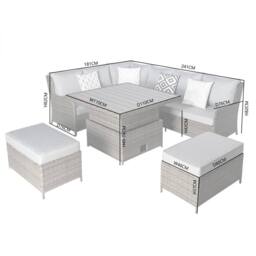 RayGar Verona 7 Seater Rattan Corner Set Adjustable Table Outdoor Polyrattan in Grey - Size: 1 Pack - thumbnail 5