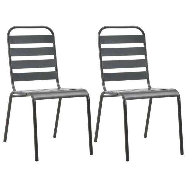 Berkfield Home Stackable Outdoor Chairs 2 pcs Steel Grey - image 1