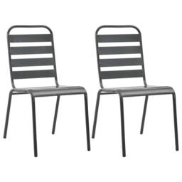 Berkfield Home Stackable Outdoor Chairs 2 pcs Steel Grey