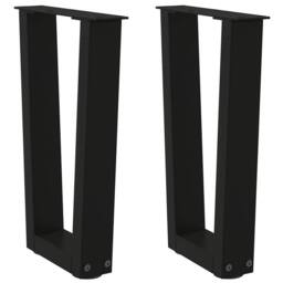 Berkfield Home Dining Table Legs V-Shape 2 pcs Black 28x(42-43.3) cm Steel - thumbnail 2