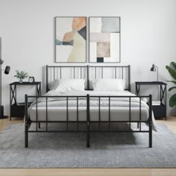 Berkfield Home Bedside Tables 2 pcs Black 50x41x65 cm Engineered Wood - Size: 50 x 41 x 65 cm - thumbnail 1
