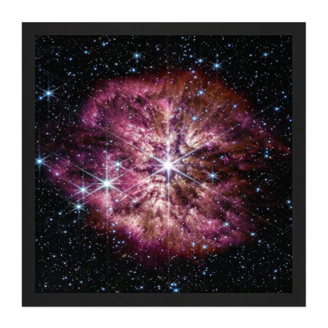 "Artery8 Wall Art Print NASA James Webb Telescope Prelude to Supernova Square Framed Picture 16X16 Inch in Black - Size: W16"" x H16""" - image 1