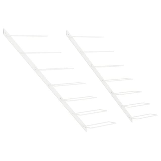 Berkfield Home Wall-mounted Wine Rack for 7 Bottles 2 pcs White Metal - image 1