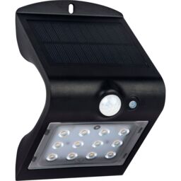 Luceco Solar Guardian PIR Wall Light, IP65, 1.5W, 220lm, 4000K, Black - thumbnail 1