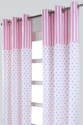 Homescapes Pink Love Hearts Ready Made Eyelet Curtain Pair - Size: 117 cm width x 137 cm drop - thumbnail 2