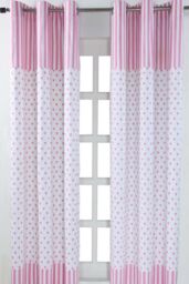 Homescapes Pink Love Hearts Ready Made Eyelet Curtain Pair - Size: 117 cm width x 137 cm drop - thumbnail 1