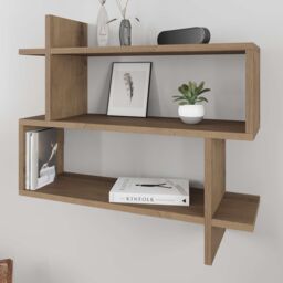 Decortie Paralel' Wall Mounted Modern Bookcase Display Unit 70cm in Dark Brown - Size: 1 Pack - thumbnail 5