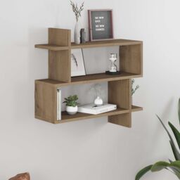 Decortie Paralel' Wall Mounted Modern Bookcase Display Unit 70cm in Dark Brown - Size: 1 Pack - thumbnail 1