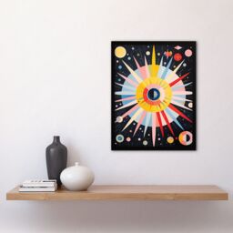 Artery8 Wall Art Print Celestial Navigation Hilma af Klint Style Abstract Oil Painting Planetary Cartography Artwork Framed - Size: A4 - thumbnail 4