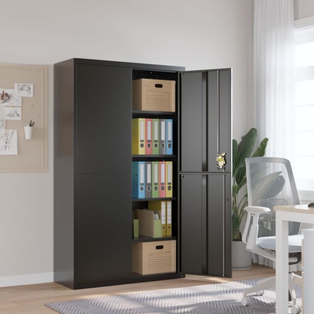 Berkfield Home File Cabinet Black 105x40x180 cm Steel - Size: 105 x 40 x 180 cm - image 1