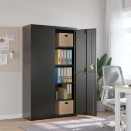 Berkfield Home File Cabinet Black 105x40x180 cm Steel - Size: 105 x 40 x 180 cm - thumbnail 1