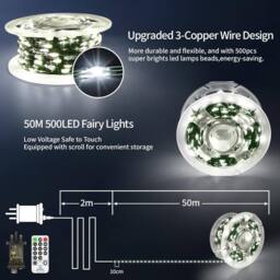 Garwarm LED Christmas Tree Lights Outdoor Fairy Lights String Lights in White - thumbnail 7