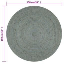 Berkfield Home Handmade Rug Jute Round 150 cm Olive Green - Size: 100 cm diameter - thumbnail 6