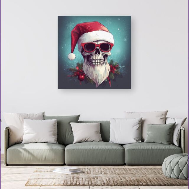 Warren Reed - Designer Santa Skull Splashart Canvas - Size: w40 inch x h40 inch - image 1