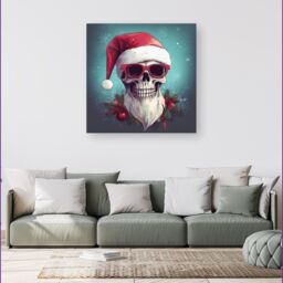 Warren Reed - Designer Santa Skull Splashart Canvas - Size: w40 inch x h40 inch - thumbnail 1