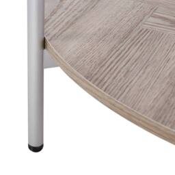 Wyld and Coco Silver Round Coffee Table Tempered Glass Top and Light Wood Shelf 80cm - thumbnail 5