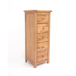 Cabinet Bits Trivento 5 Drawer Narrow Chest of Drawers Brass Knob in Natural - thumbnail 2