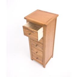 Cabinet Bits Trivento 5 Drawer Narrow Chest of Drawers Brass Knob in Natural - thumbnail 4