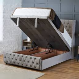"BSSPOKE Mayfair Ottoman Divan Bed Plush Velvet 54"" Headboard & No Mattress in Pink - Size: Single" - thumbnail 5