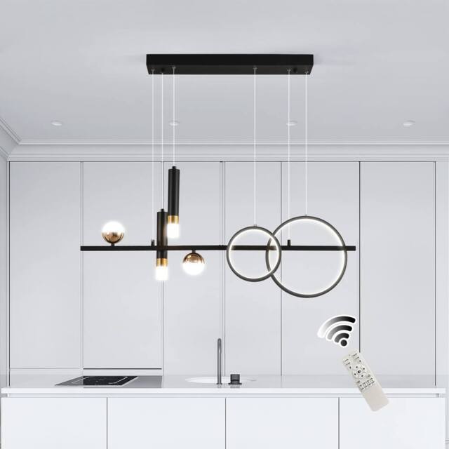 NIVOR 6 LED Kitchen Island Linear Pendant Dimmable Spotlight Lamp Adjustable in Black - image 1