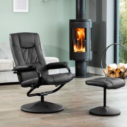 Artemis Home Gibson Swivel Recliner & Footstool in Black - thumbnail 1